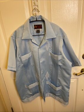 Copacabana   Light Blue Men's Guayabera Shirt Jacket